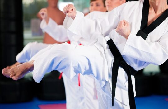 TKD Students kicking